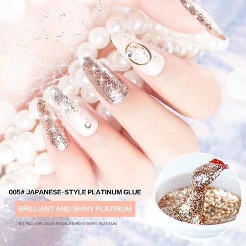 Platinum Nail Polish Glue Set Phototherapy Glue Bright Sparkle Diamond Glitter Soak Off UV Led Semi-permanent Nail Gel Varnish