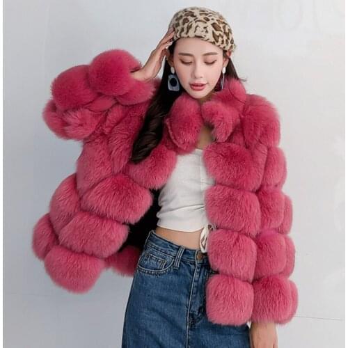 2020 New Women Genuine Fox Fur coats Winter ladies warm real fur coat multicolor outwear
