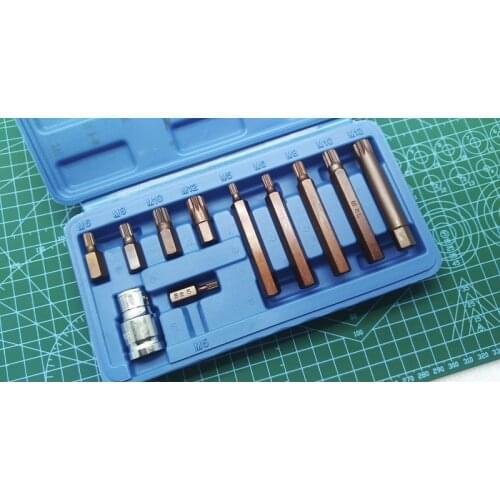 New 11pcs M Type Screwdriver Bit set S2 12 Point Spline Bit with 1/2" Drive Socket Hand Tool set