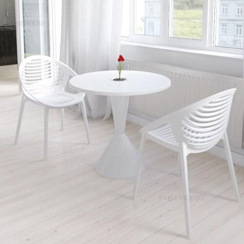 Nordic Hotel Restaurant Dining Chairs for Coffee Shop Household Furniture Plastic Chair Creative Front Desk Leisure Makeup Chair