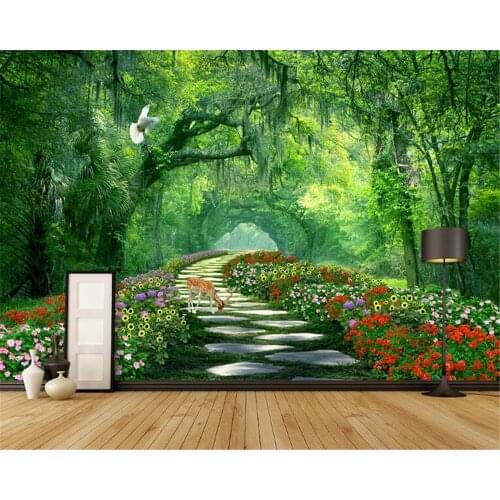 Beibehang Custom wallpaper forest park shade road 3d landscape background wall living room bedroom TV background mural