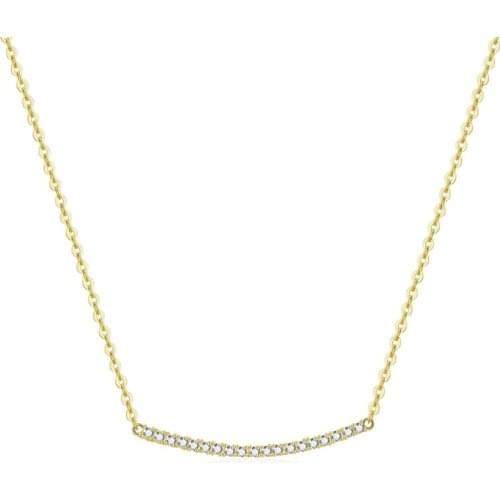 Beritafon 925 Sterling Silver Chain Necklace with CZ Curve Tube Adjustable For Women or Girls