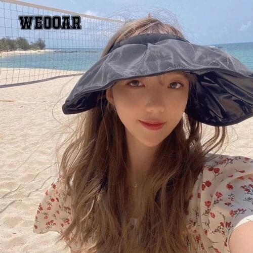 WEOOAR Foldable Shell Cap Womens Summer Hat Sun Visor Ladies Cap UV Sun Protection Outdoor Fisherman Beach Panama Hats MZ179