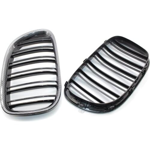 Front Dual Slat Carbon Fiber Style Grill Fit For BMW 7 Series F01 F02 740L 09-15