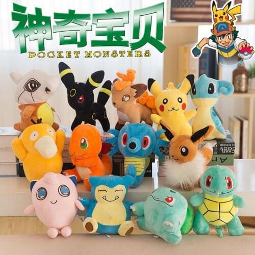 Pokemon Plush Doll Genuine Pikachu Gengar Eevee Jigglypuff Charizard Lapras Bulbasaur Cute Stuffed Toy Kids Pillow Birthday Gift