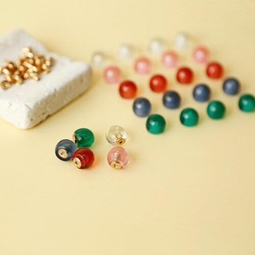 Semi-permeable mini cute resin ear plug earplugs earrings back loose beads DIY jewelry accessories earring materials