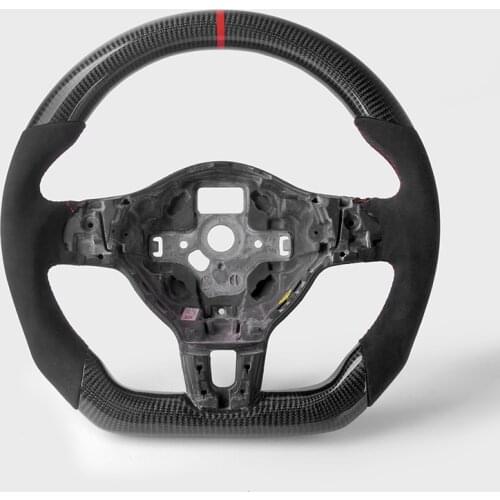 Steering wheel Carbon Fiber & Alcanrata Leather For Volkswagen Golf MK6 GTI R without Paddle Holes
