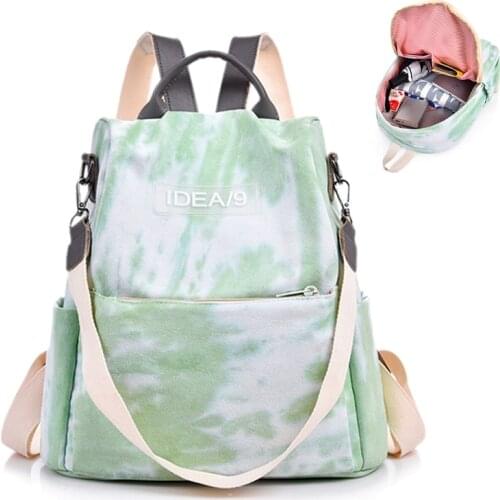 Womens Backpack 2021 New Fashion Schoolbag Womens High School Outdoor Travel Tie Dyed Large Capacity Canvas Backpack