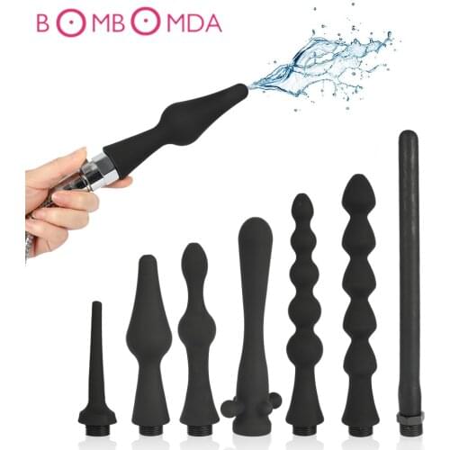 Enema Shower Nozzle Anal Plug Sex Toys for Adults Men Women Gay Silicone Enemator Anal Vagina Cleaner Anus Rinse Soft Butt Plug