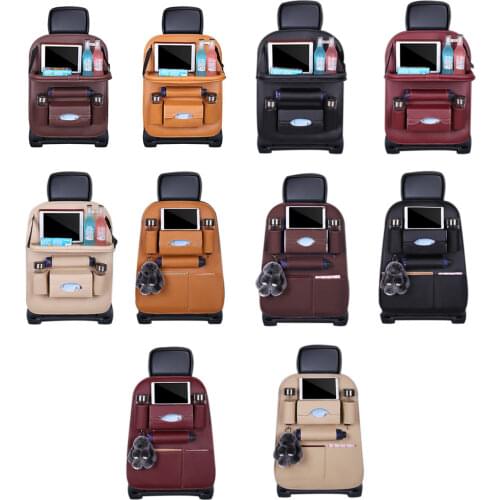 Pu Leather Pad Bag Car Seat Back Organizer Foldable Table Tray Travel Storage Bag Foldable Dining Table Car Seat Storage Bag