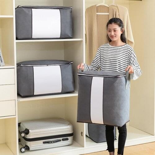 Clothing Portable Waterproof Dust-proof Non-Woven Fabric Storage Bag Quilt Blanket Home Clothes Storage Organizer