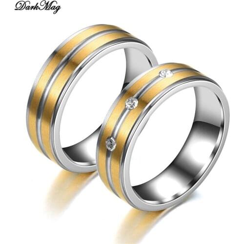DarkMag Classic Engagement Wedding Rings For Women Men Jewelry Stainless Steel Couple Wedding Bands Fashion Brands Jewelry