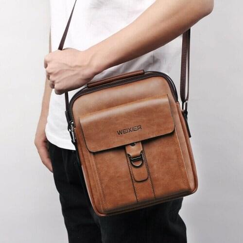 Vintage Mens Leather Messenger Bags Crossbody Business Casual Handbag Tote Satchel Spliter Zipper Mens Shoulder Bag