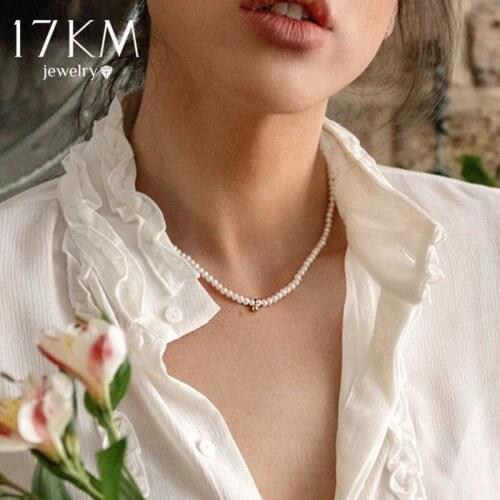 Vintage Round Pearl Necklace For Women Girls Retro Gold Bead Pendant Necklaces collier de perles Jewelry 2021