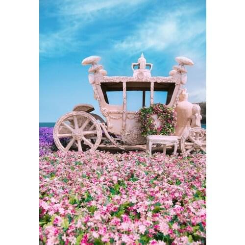 Vintage carriage outdoor photo backgrounds vinyl Spring scenery photography backdrops for photo Studio props fotografia CM-7250