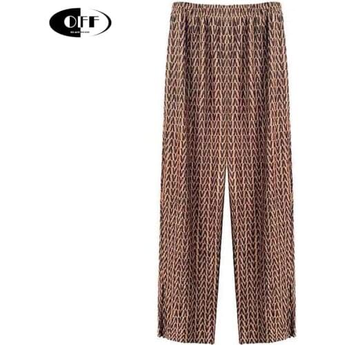 Harajuku Women Pant Split Velvet Printing Trousers Women Vintage Casual High Waist Letter Pants All Match Velvet Wide Leg Pants