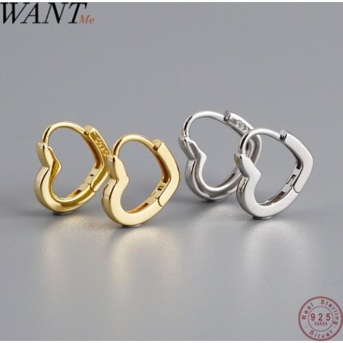 WANTME New Arrival Fashion Real 925 Sterling Silver Minimalist Love Heart Stud Earrings for Women Fine Jewelry Accessories 2020