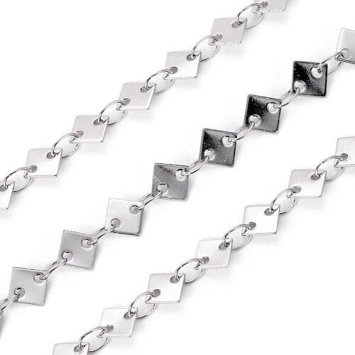 10m/roll DIY Jewelry Chains Stainless Steel Link Rhombus Chains For Necklace Bracelet Earring Handmade Making