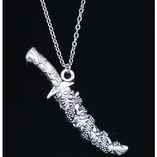 20pcs New Fashion Necklace 59x14mm samurai sword dagger Pendants Short Long Women Men Colar Gift Jewelry Choker