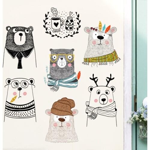 2020 Lovely Bear Wall Stickers for Kids Living Room Bedroom Wall Decals Ins Cartoon DIY Dormitory Decoration 50*80 Home Decor