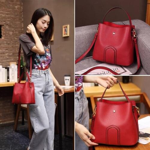 2020 New Designer Women Handbags PU Leather Bucket Shoulder Bags Female Fashion Larger Capacity Crossbody Messenger Bags Girls