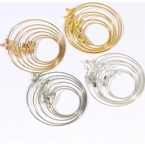 30pcs25-45mm Circle Women Hoop Earrings Exaggerated Hoop Ear Loop Smooth Ring Round Earring Iron Jewelry Findings Wholesale