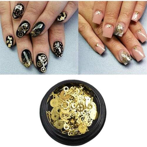 1 Box 3D Steampunk Mechanical Component Gear Slice Wheel Nail Jewelry Decoration For Nails Glitter Flakes Sparkly 3D Manicure To