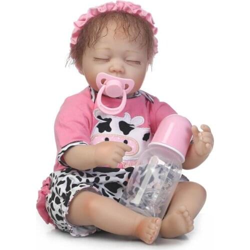 40cm Silicone Reborn Sleeping Baby Doll Kids Playmates Toys Lifelike Lovely Newborn Babies Girl Boy Dolls with Nipple