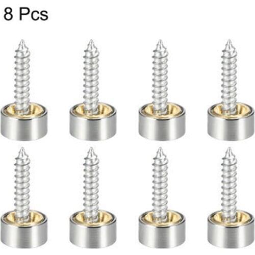 8pc Mirror Screws Glass Furniture Nails Table Mirror Wardrobes Screw Decorative Round Cover Nails Stainless Steel