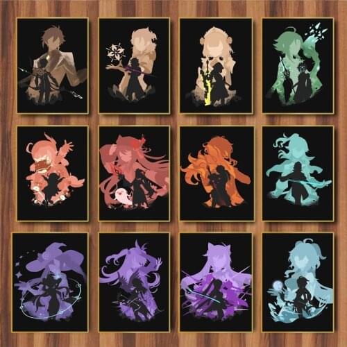 Genshin Impact Game Anime Poster Canvas Painting Oil Painting Art Painting on Canvas and Living Room Decoration Painting