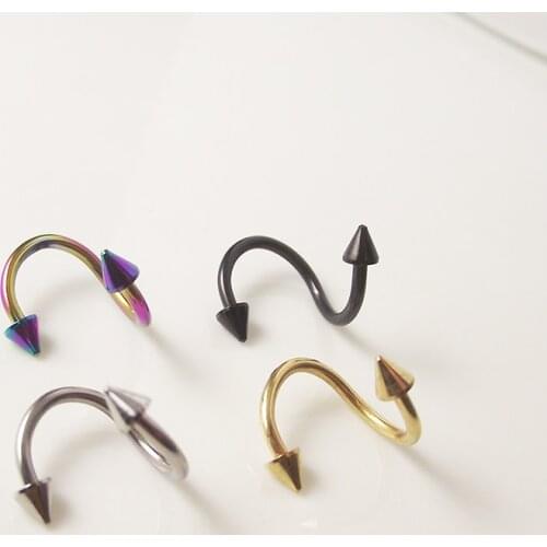 Free shipping 2pcs 16G Stainless Steel Spike Cone Spiral Twisted Rings Lip Ear S Labret Ear Piercing Jewelry
