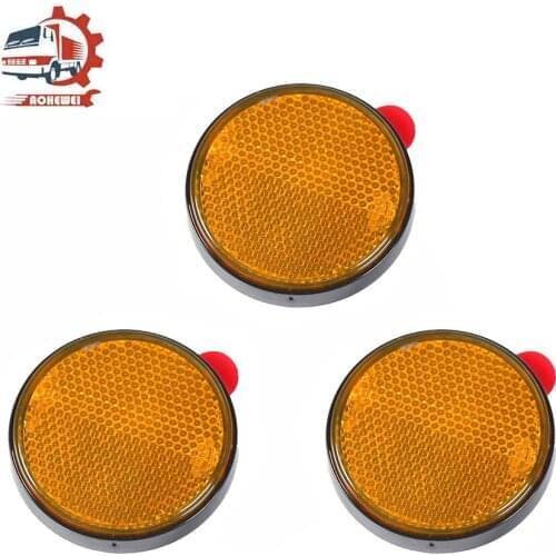 AOHEWEI 3x Round Self-Adhesive Reflectors Stick on Gate Post Fence Safety Warning Reflective for Truck Trailer Caravan Bicycle