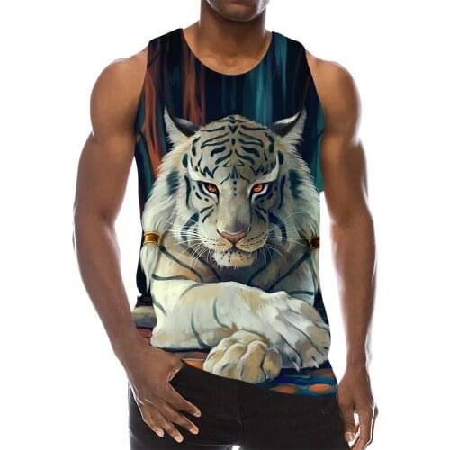 Mens Animals Graphic Sleeveless 3D Top Holiday Tees Beast Tank Tops Gym Boys Streetwear Novelty Vest