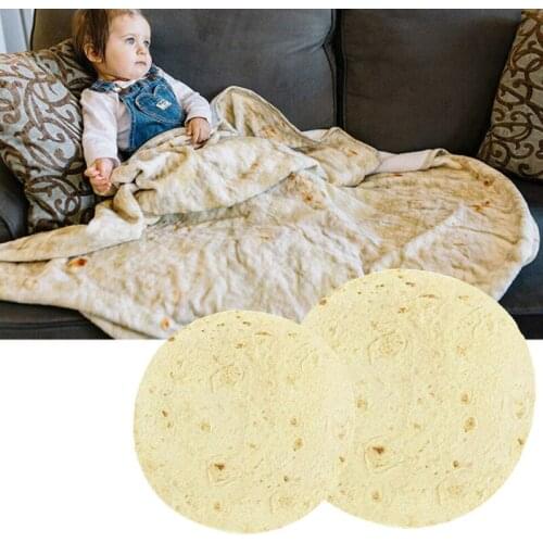 TB032A Soft Warm Artificial Mexican Taco Burrito Blankets Round throw blankets Coral Fleece Tortilla Nap Wrap travel Blankets