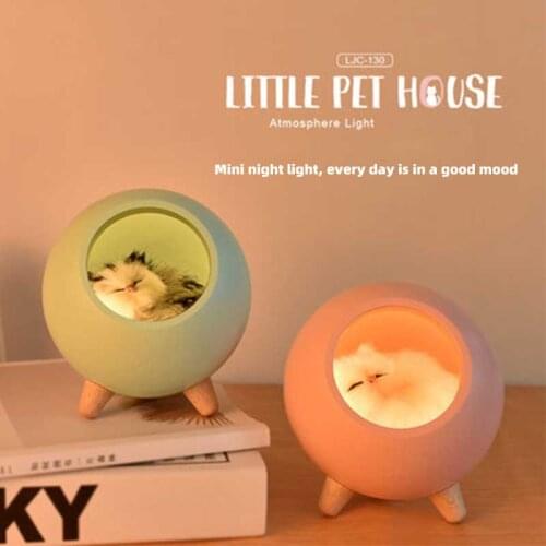 LazyChild Night Light Desk Table Touch Led Cute Cat Bluetooth Speaker Music Girl Gift Room USB rechargeable Table lamp