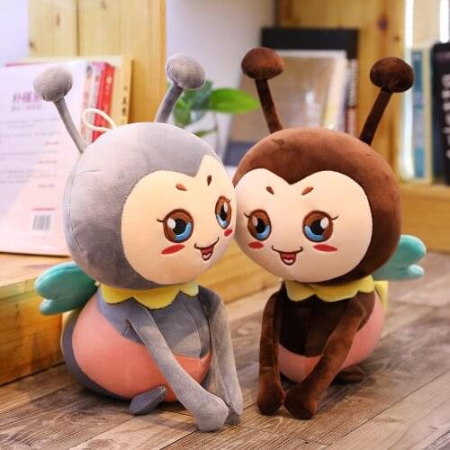 New 25/35/50cm Kawaii Honeybee Plush Toy Lovely Bee with Wings Soft Stuffed Baby Dolls Children Appease Dolls Kids Birthday Gift