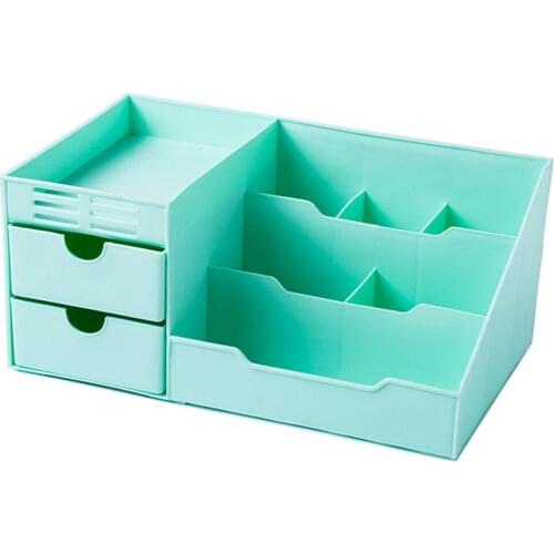 Plastic Cosmetic Holder Solid Color Makeup Organizer Desktop Storage Box