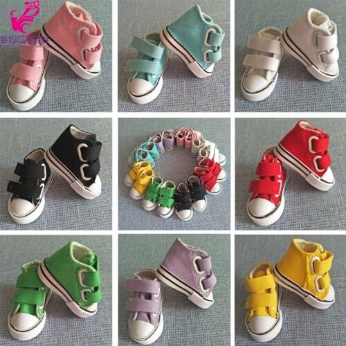 Attached Doll Shoes 7.5CM Canvas Shoes Mini Shoes Handmade Cloth home decoration Doll Sneackers
