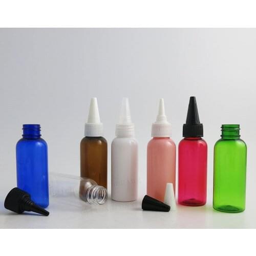 Empty Boston Round Plastic Squeeze Dispensing Bottle 50ml Spout Twist Cap bottles Syrup Cream e Liquid Serum Lotion Container