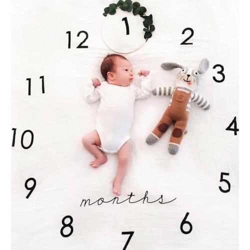 Cartoon Pattern Infant Baby Milestone Photo Props Background Blankets Play Mats Backdrop Cloth Calendar Photo Accessories Nordic