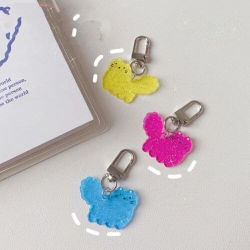 Ins Cartoon Cute Color Cat Key Chain Blingbling Acrylic Key Holder Girl Handbag Schoolbag Decorative Pendant Kawaii Ornament
