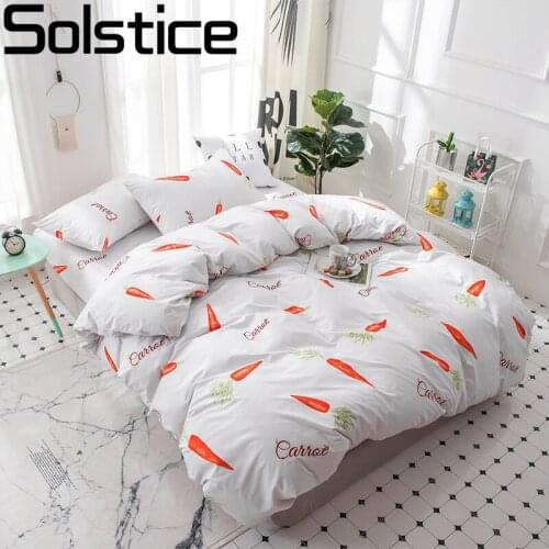 Solstice Home Textile Child Boy Bedlinen King Full Single Bedding Set Carrot Cartoon Girl White Duvet Cover Bed Sheet Pillowcase