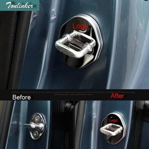Tonlinker Door Lock With Logo Cover Case Stickers for Mazda Axela Atenza CX-5 Car styling 4 PCS Stainless Steel Cover sticker