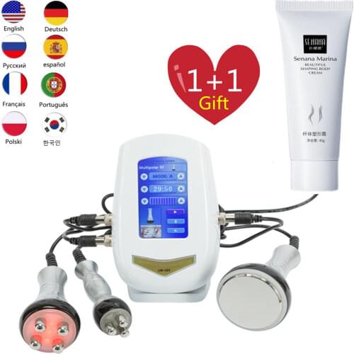 Metal Wand 3 in 1 Ultrasonic 40K Cavitation RF Machine 5MHz Radio Frequency Face Skin Lift Body Fat Burner Slimming Weight Lose