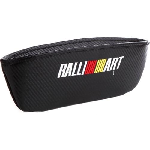 Embroidery for Ralliart Emblem Car Carbon Fiber Style Seat Crevice Storage Bag for Mitsubishi Lancer 10 Evo Asx Car Accessories