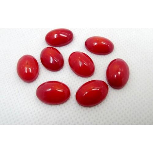 Top Quality Natural Red Coral Cabochon Bead 8x12mm Oval Gem Stone Ring Face Cabochon Fashion Jewelry Coral Cabochon 4pcs/lot