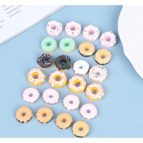10Pcs/Set Pretend Play Dollhouse Accessories Miniature Home Decor Cake Kids Kitchen Toys Cute Mini Candy Donut Doll Food