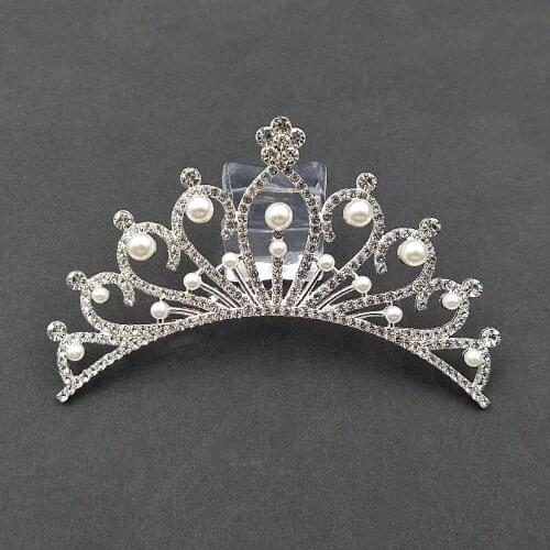 10 PCS 97x65mm Metal Alloy Crystal Rhinestone Imitation Pearl Crown DIY Hair Accessories For Jewelry Making