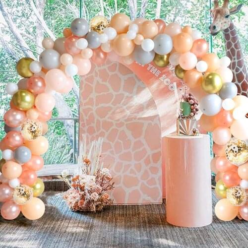 128 Pcs Orange Gray Balloon Arch Macaron Blush Balloon Garland Kit,Wedding Bridal Shower Birthday Party Baby Shower Decoration