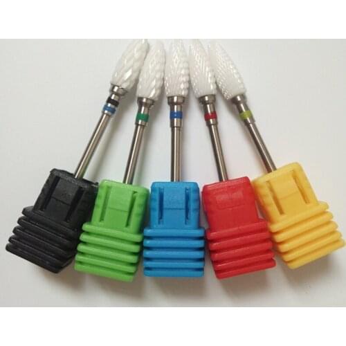 5pcs/SET Nail Drill - ( XC - C - M - F - XF ) Ceramic Foot Bit - White Nail Bit Free Shipping
